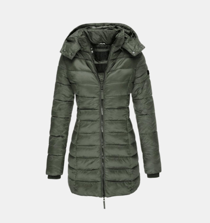 Veste d'hiver Femme Long Manteau Matelassé avec Capuche Cintrée Chaud et Stylé