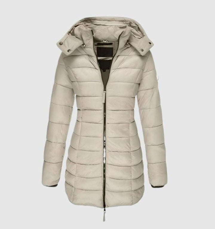 Veste d'hiver Femme Long Manteau Matelassé avec Capuche Cintrée Chaud et Stylé