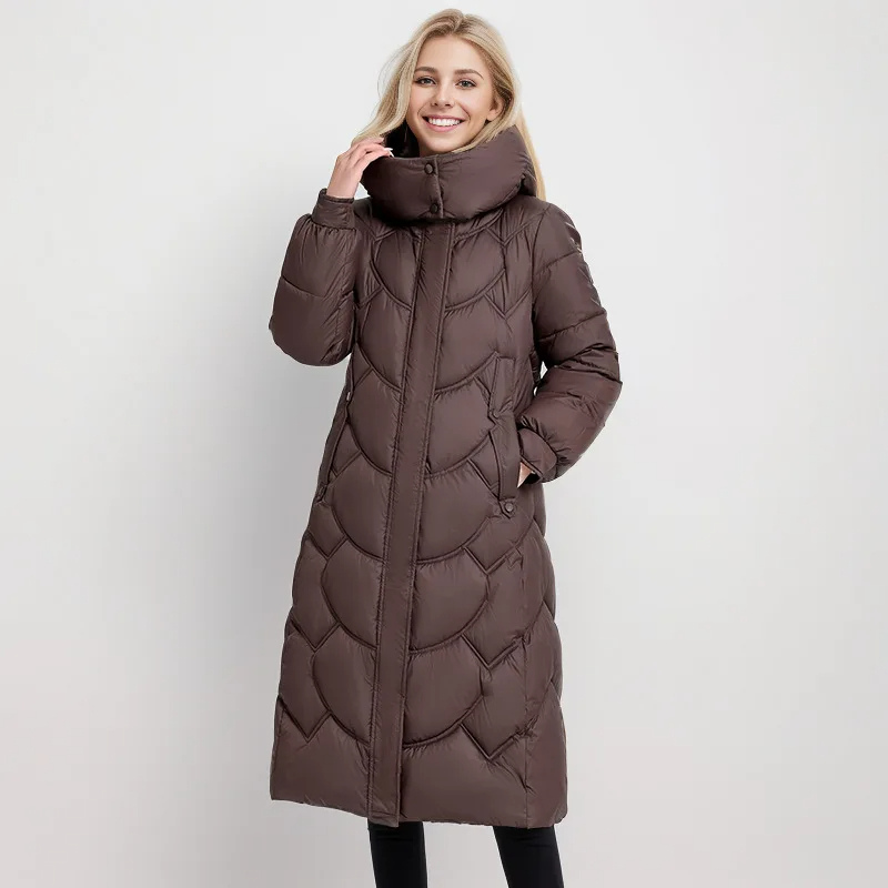 Manteau d'hiver pour femmes avec col enveloppant matelassé