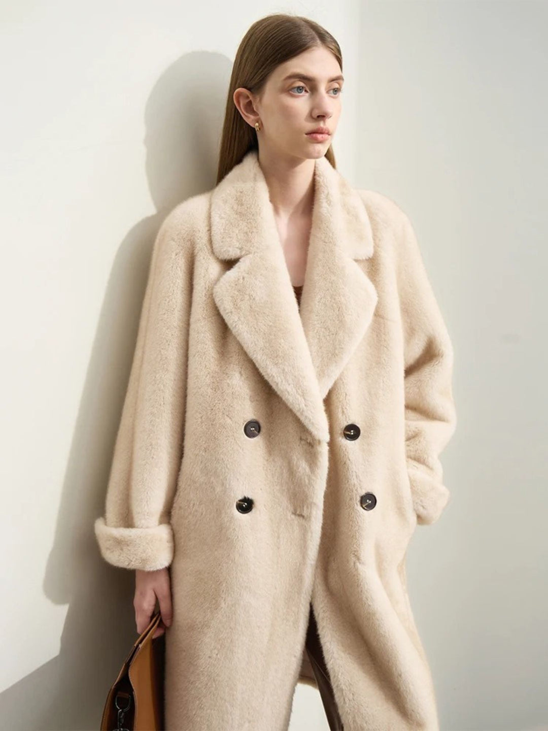 Manteau en Laine pour Femmes Ouvert Double Élégant Style pour Mode d'Hiver