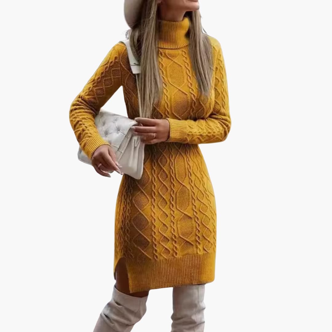 Robe pour femmes avec col roulé et motif en torsades