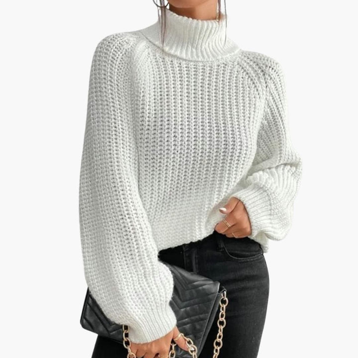 Pull femme avec col roulé décontracté et manches longues