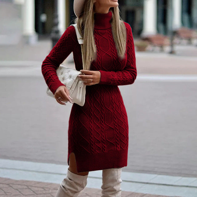 Robe Tricot Élegante à Col Roulé pour Femmes | Mini
