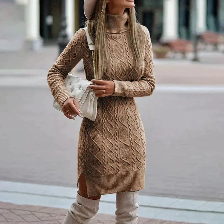 Robe en tricot d'hiver pour femmes | Avec col roulé pour les jours frais