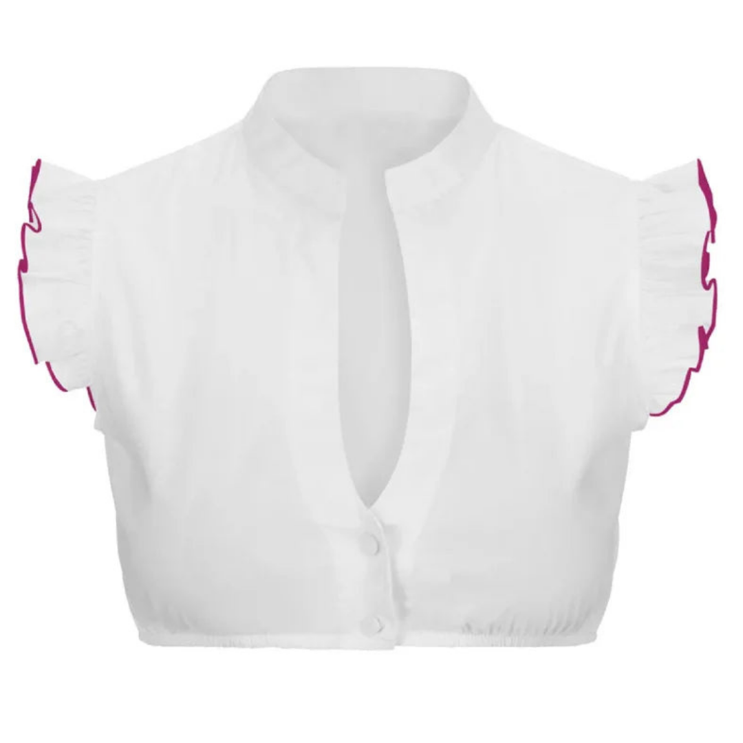 Blouse Dirndl Noire – Élégante Blouse Traditionnelle à Manches Courtes Pour Femmes, Polyvalente Pour le Quotidien et les Festivités