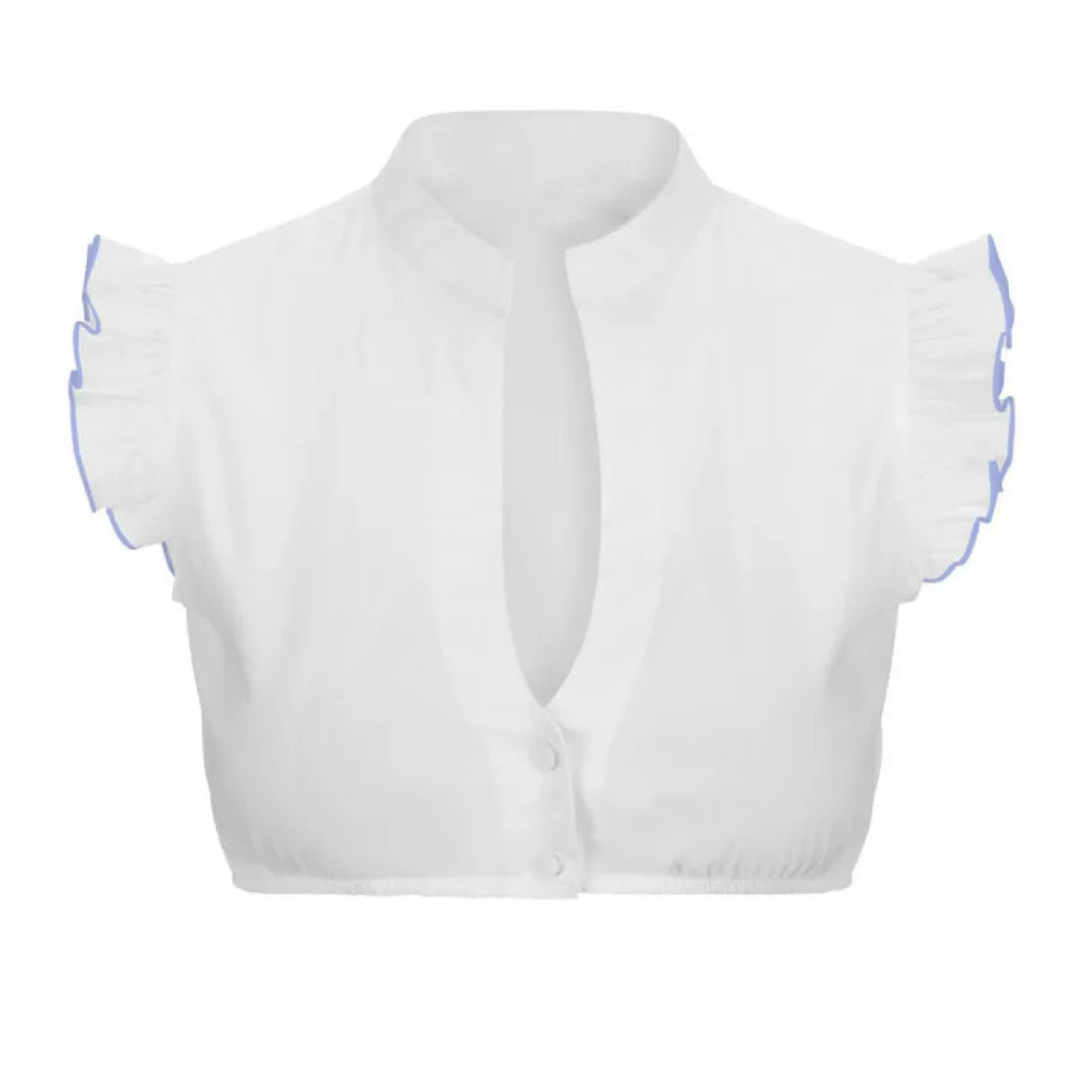 Blouse Dirndl Noire – Élégante Blouse Traditionnelle à Manches Courtes Pour Femmes, Polyvalente Pour le Quotidien et les Festivités