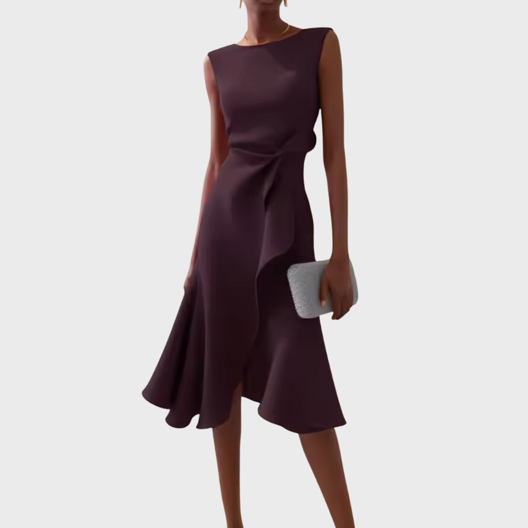 Robe midi asymétrique drapée pour femmes – Robe d'été élégante