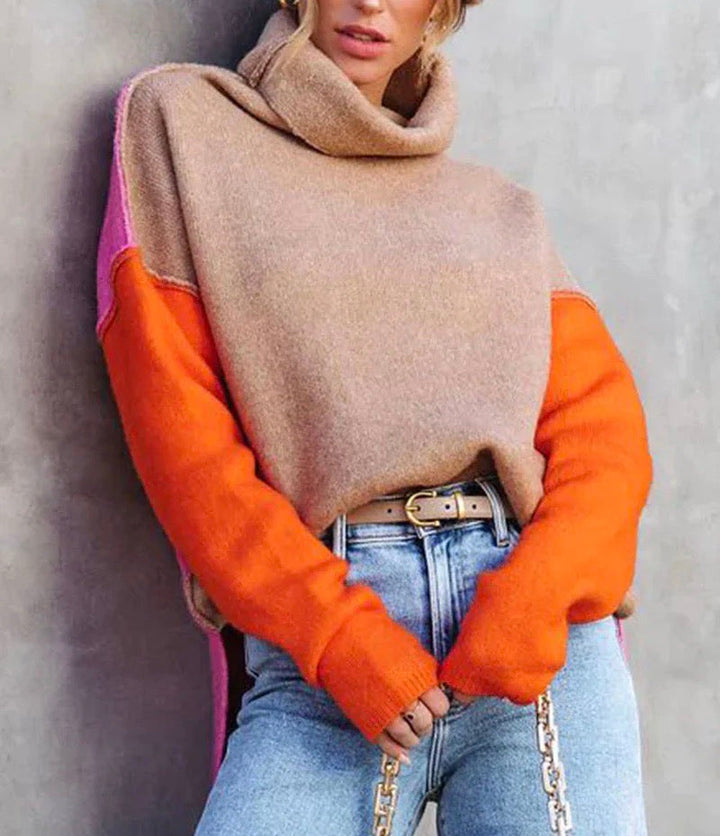 Pull à col roulé pour femmes en coloris bloc | Confortable