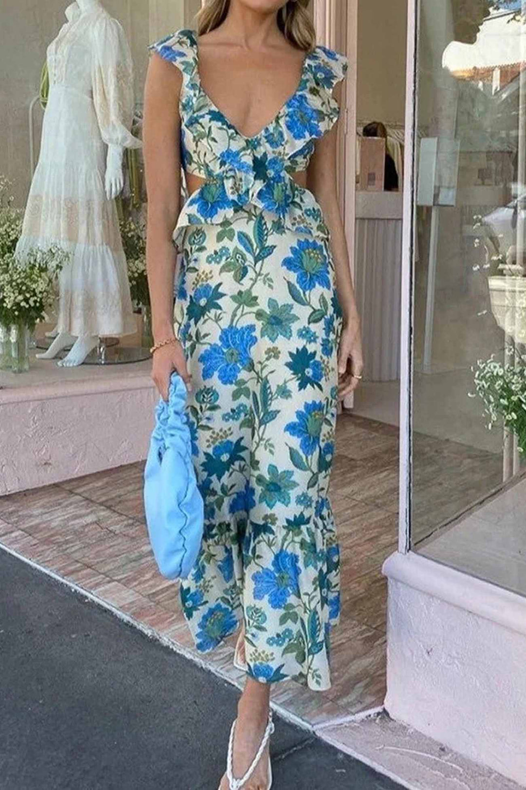 Nayix | Robe Maxi à Volants avec Découpes