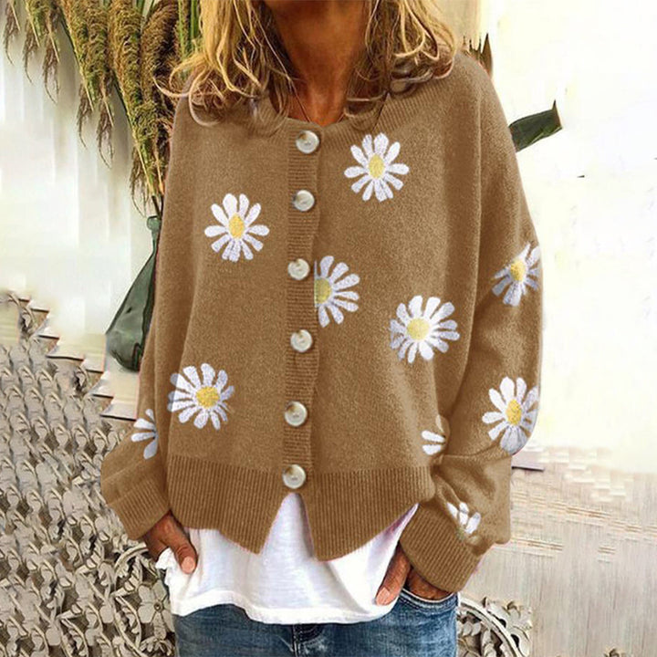 Pull en tricot pour femmes avec motif floral | Manches longues
