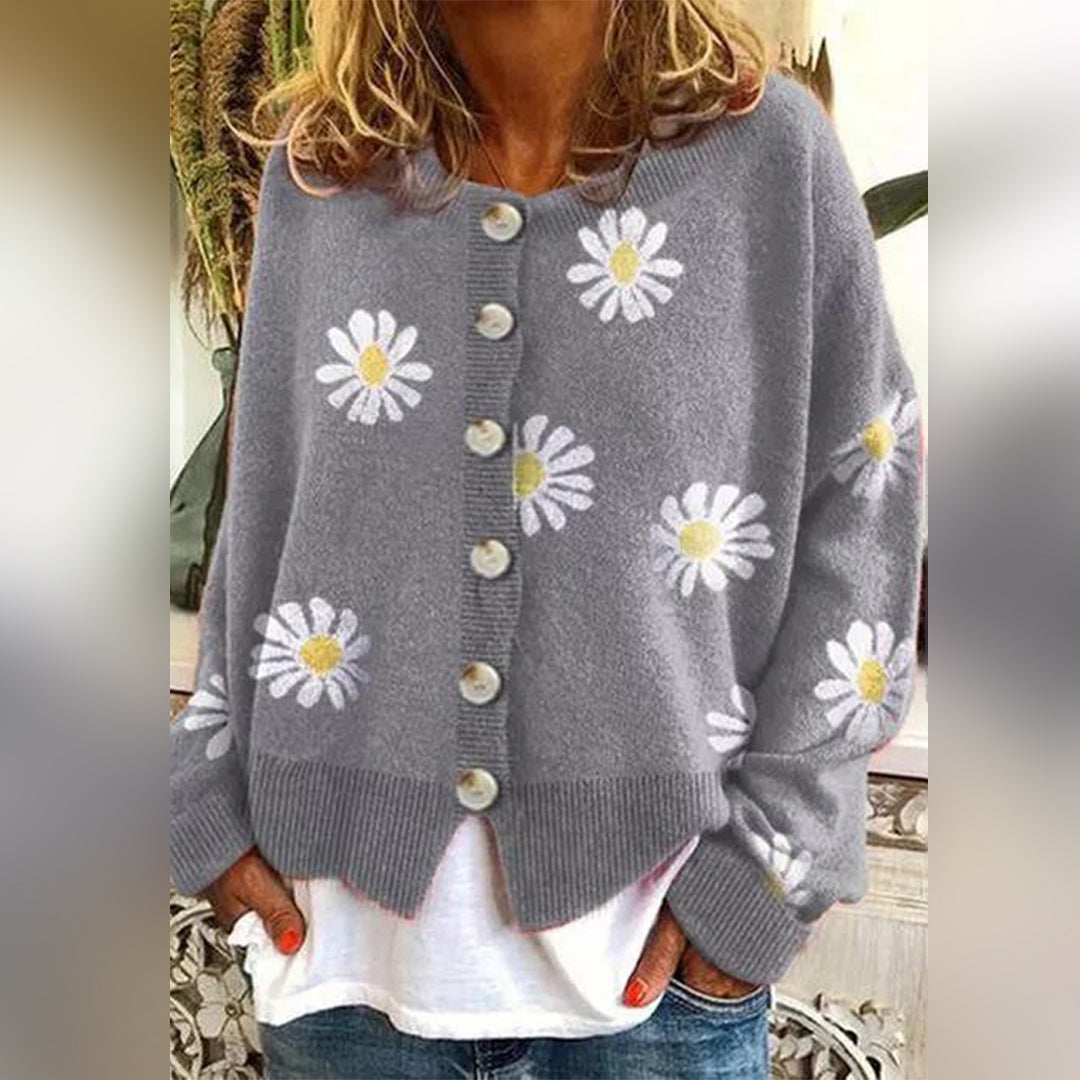 Pull en tricot pour femmes avec motif floral | Manches longues