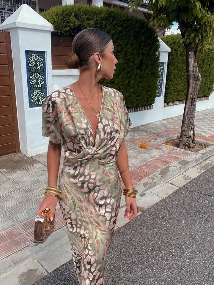 Robe Midi Croisée pour Femme Invité de Mariage