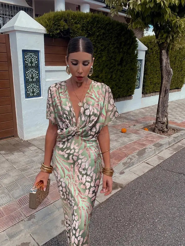 Robe Midi Croisée pour Femme Invité de Mariage