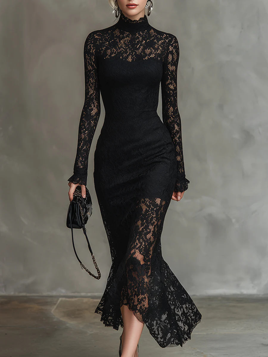 Veronika | Robe maxi en dentelle noire