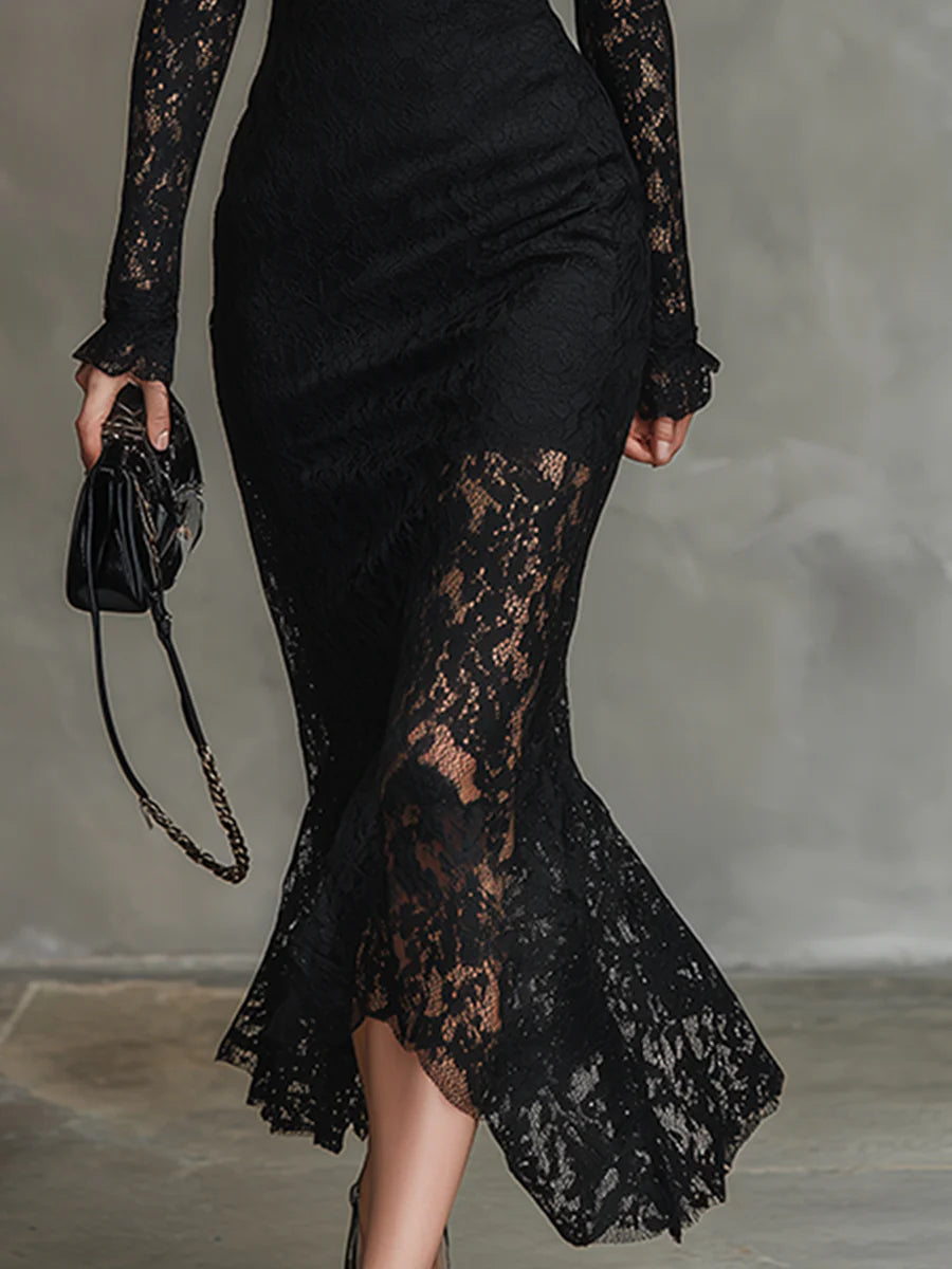 Veronika | Robe maxi en dentelle noire