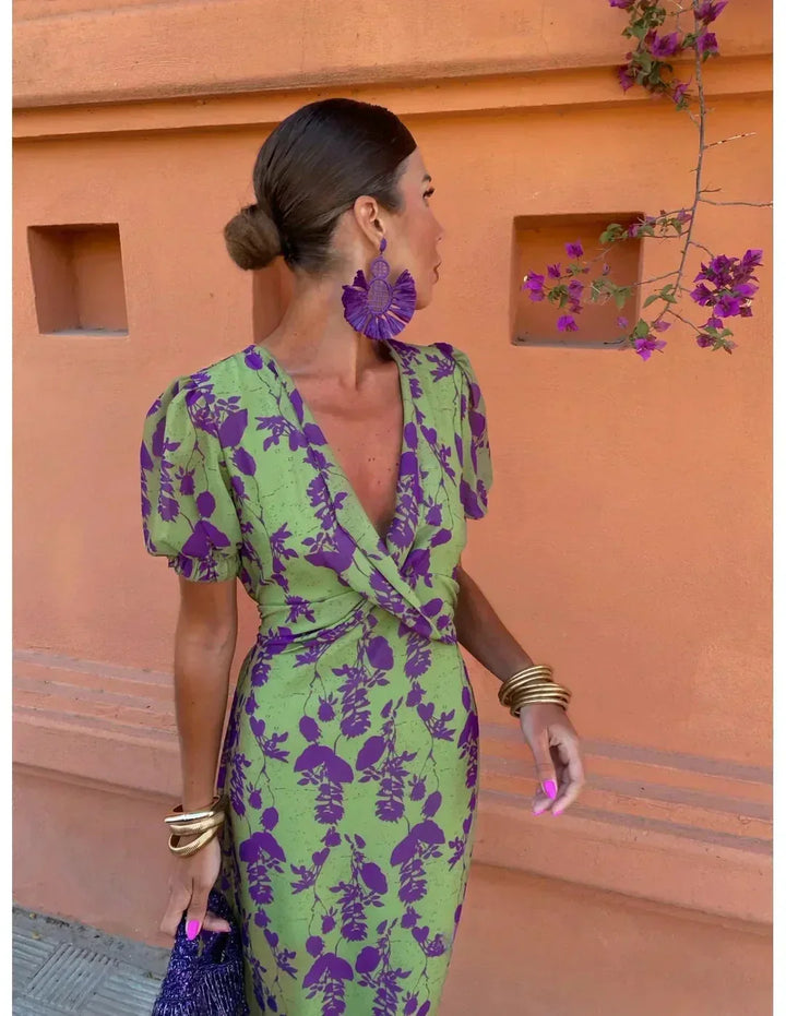 ESMA - ROBE MIDI EN JERSEY AVEC MOTIF FLEURI