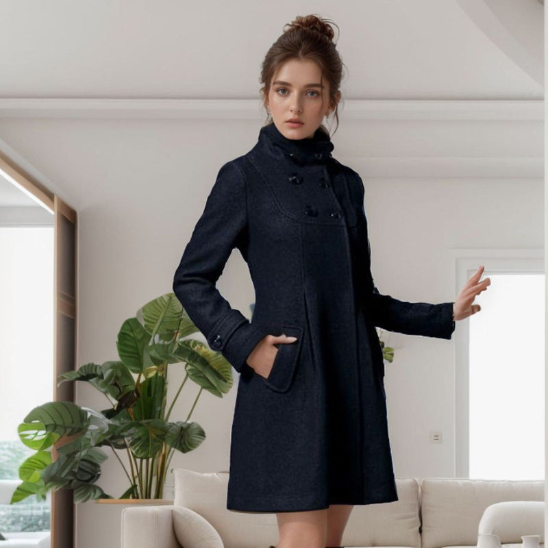 Manteau d'hiver élégant pour femmes avec poches latérales – coupe stylée pour toutes les occasions