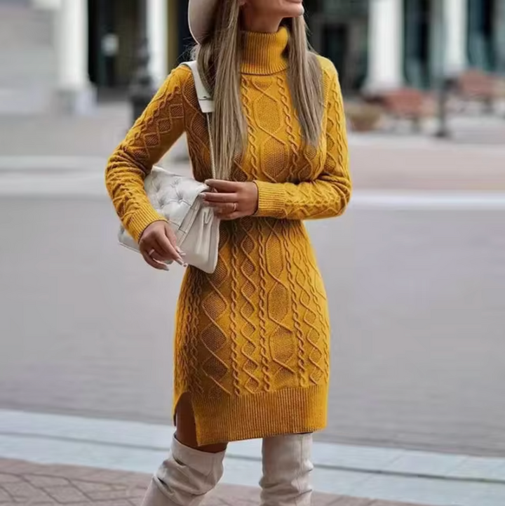 Lisa | Robe tricotée midi à manches longues élégante