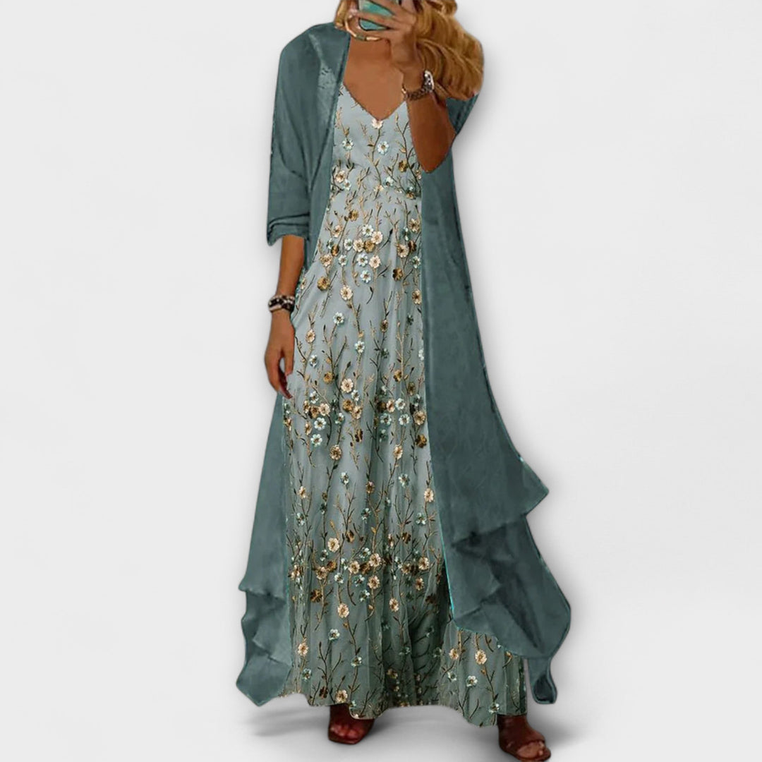 Ensemble élégant de robe maxi deux pièces pour femmes – Style boho pour l'été