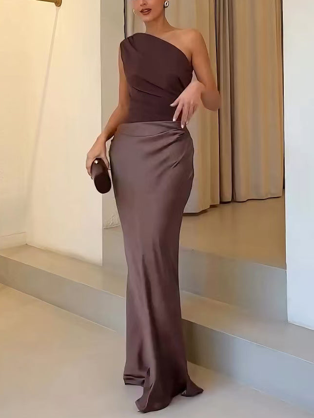 Robe maxi élégante à épaule unique pour femmes – Parfaite pour les occasions spéciales