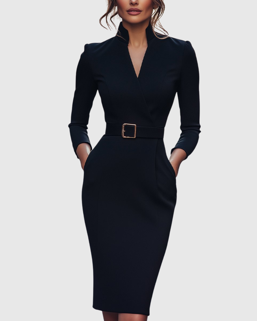 Robe midi élégante avec décolleté croisé pour femmes - Polyvalente et Stylée