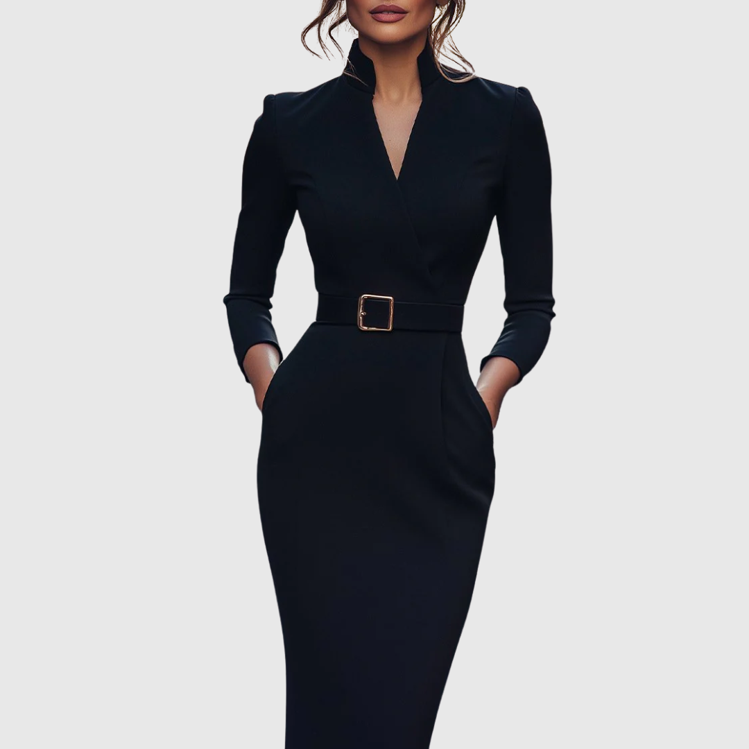 Robe midi élégante avec décolleté croisé pour femmes - Polyvalente et Stylée