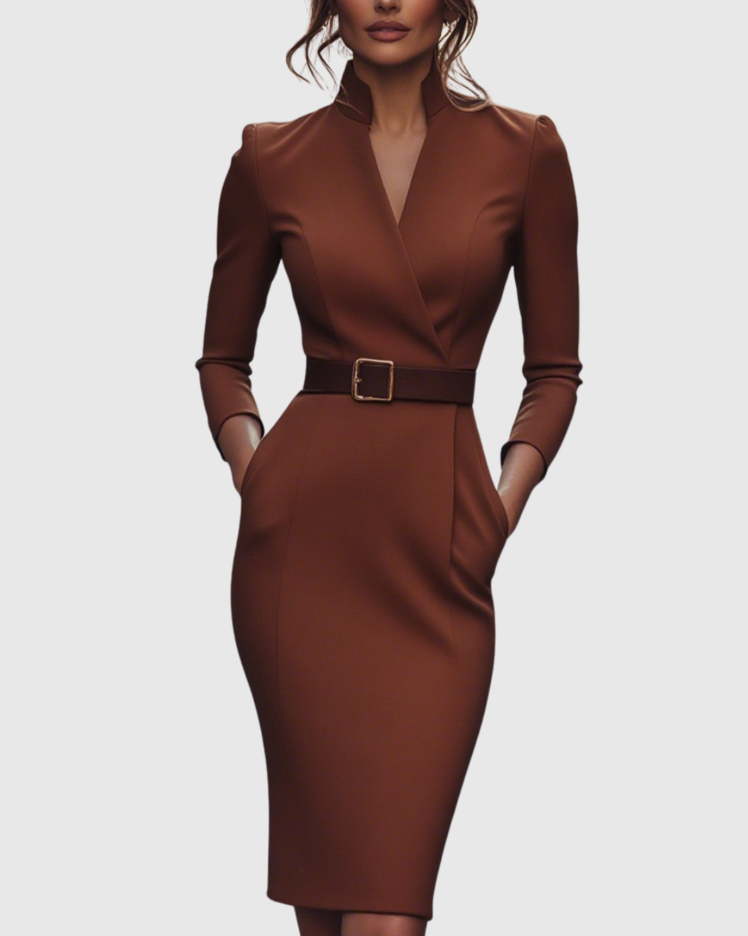 Robe midi élégante avec décolleté croisé pour femmes - Polyvalente et Stylée