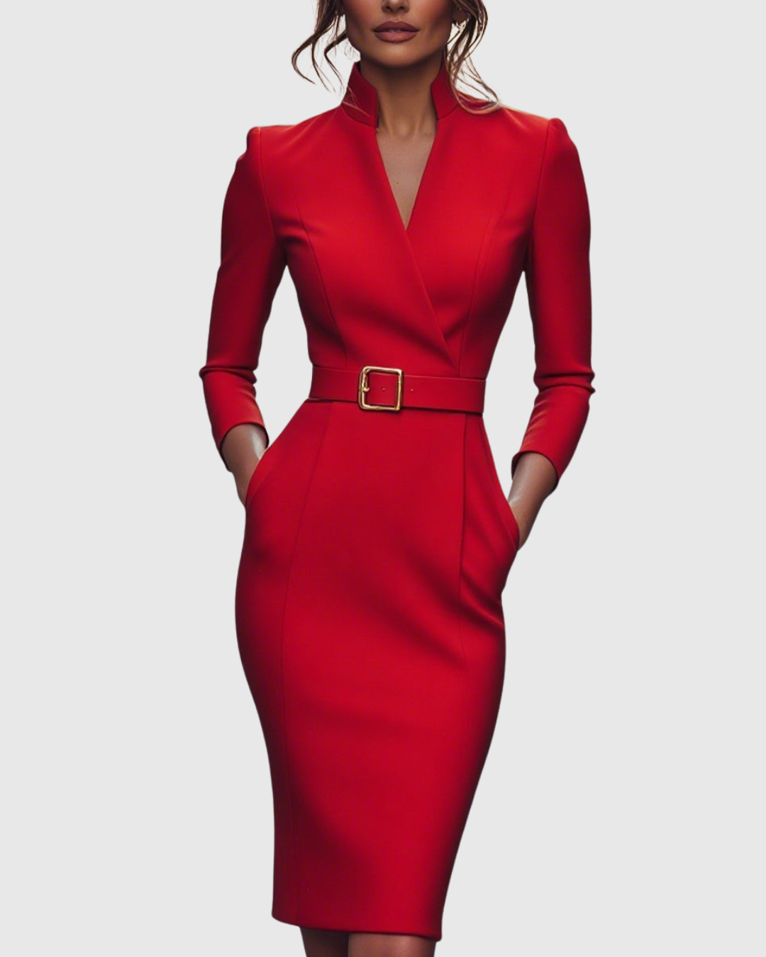 Robe midi élégante avec décolleté croisé pour femmes - Polyvalente et Stylée
