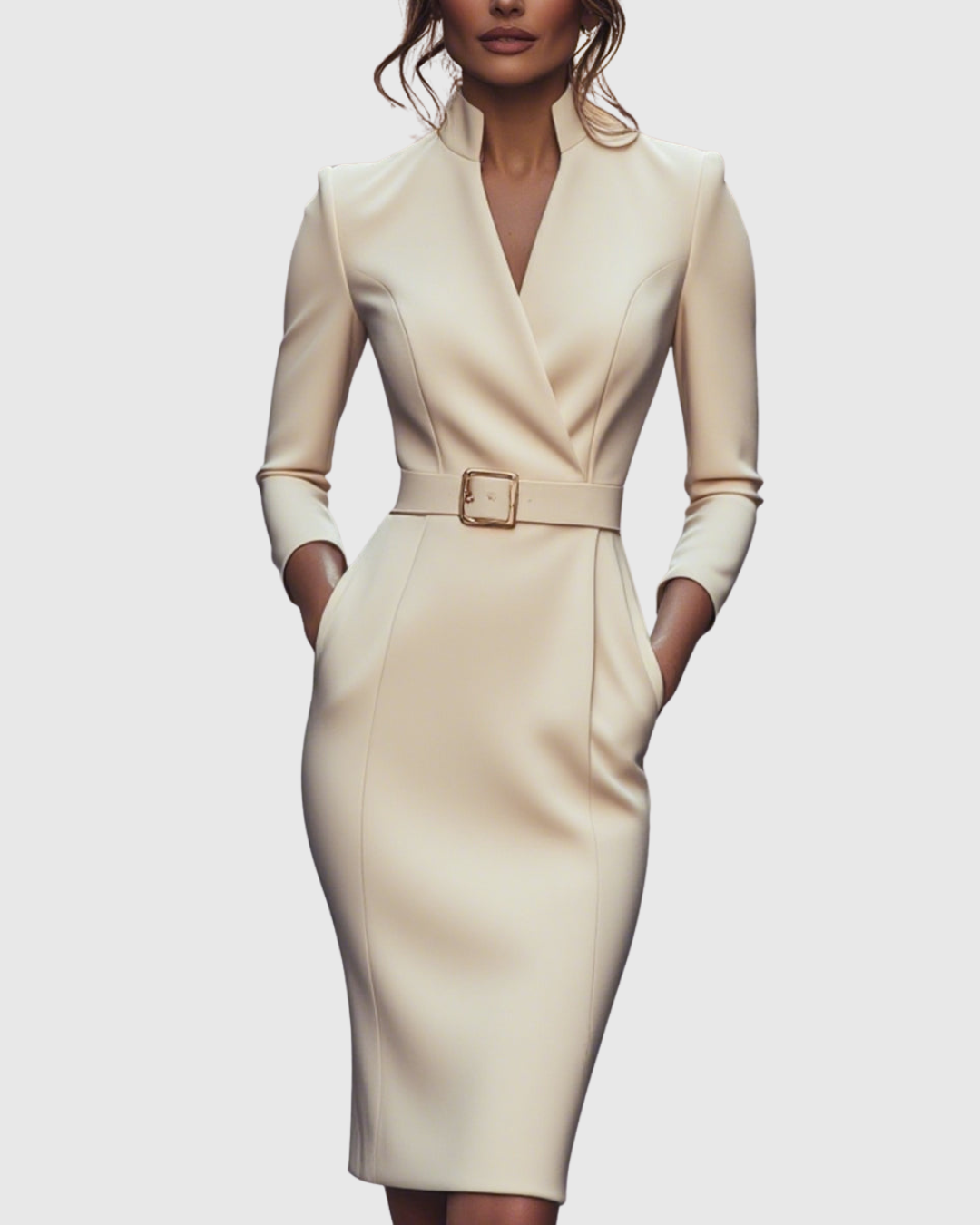 Robe midi élégante avec décolleté croisé pour femmes - Polyvalente et Stylée
