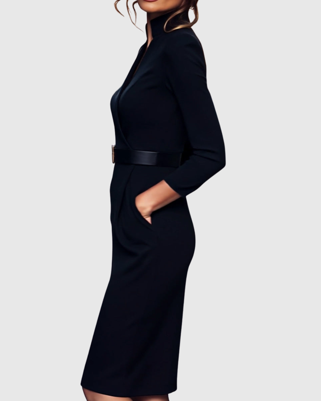 Robe midi élégante avec décolleté croisé pour femmes - Polyvalente et Stylée