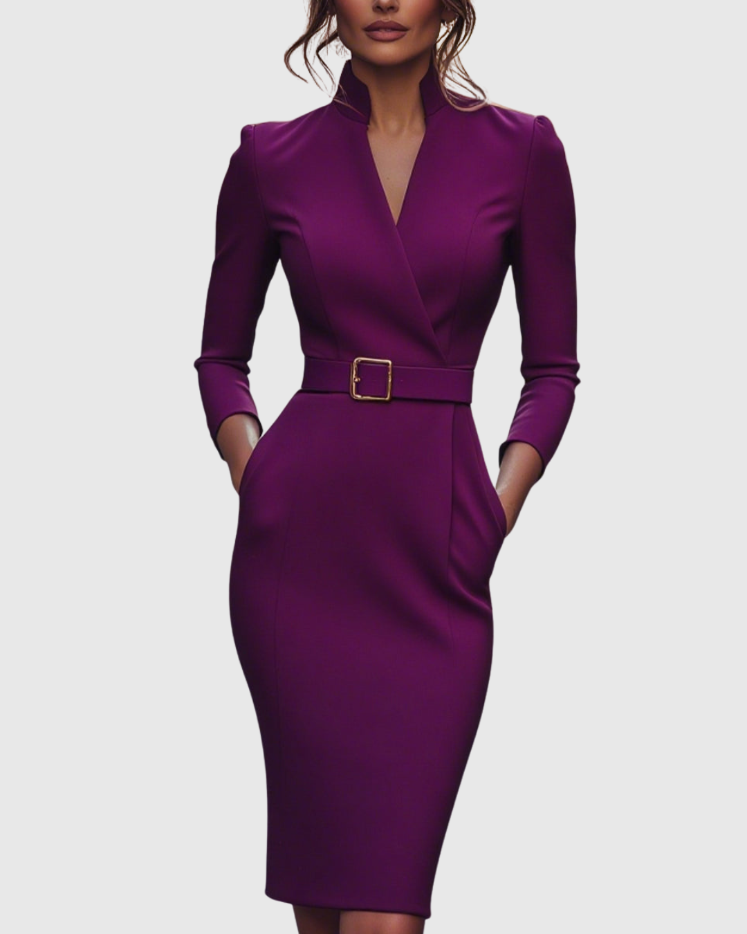 Robe midi élégante avec décolleté croisé pour femmes - Polyvalente et Stylée