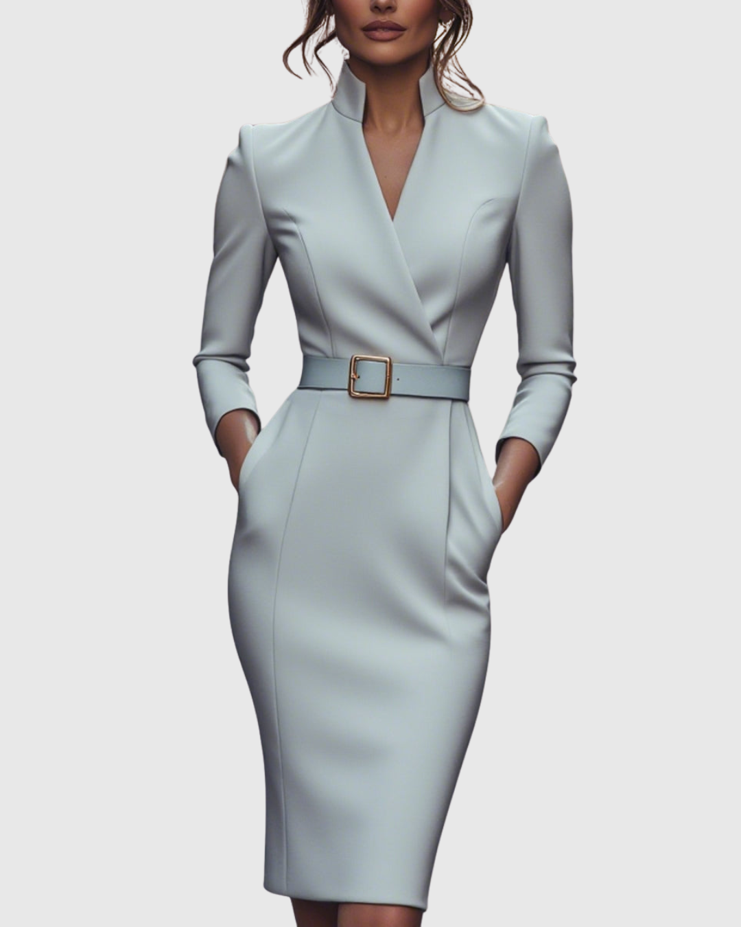 Robe midi élégante avec décolleté croisé pour femmes - Polyvalente et Stylée