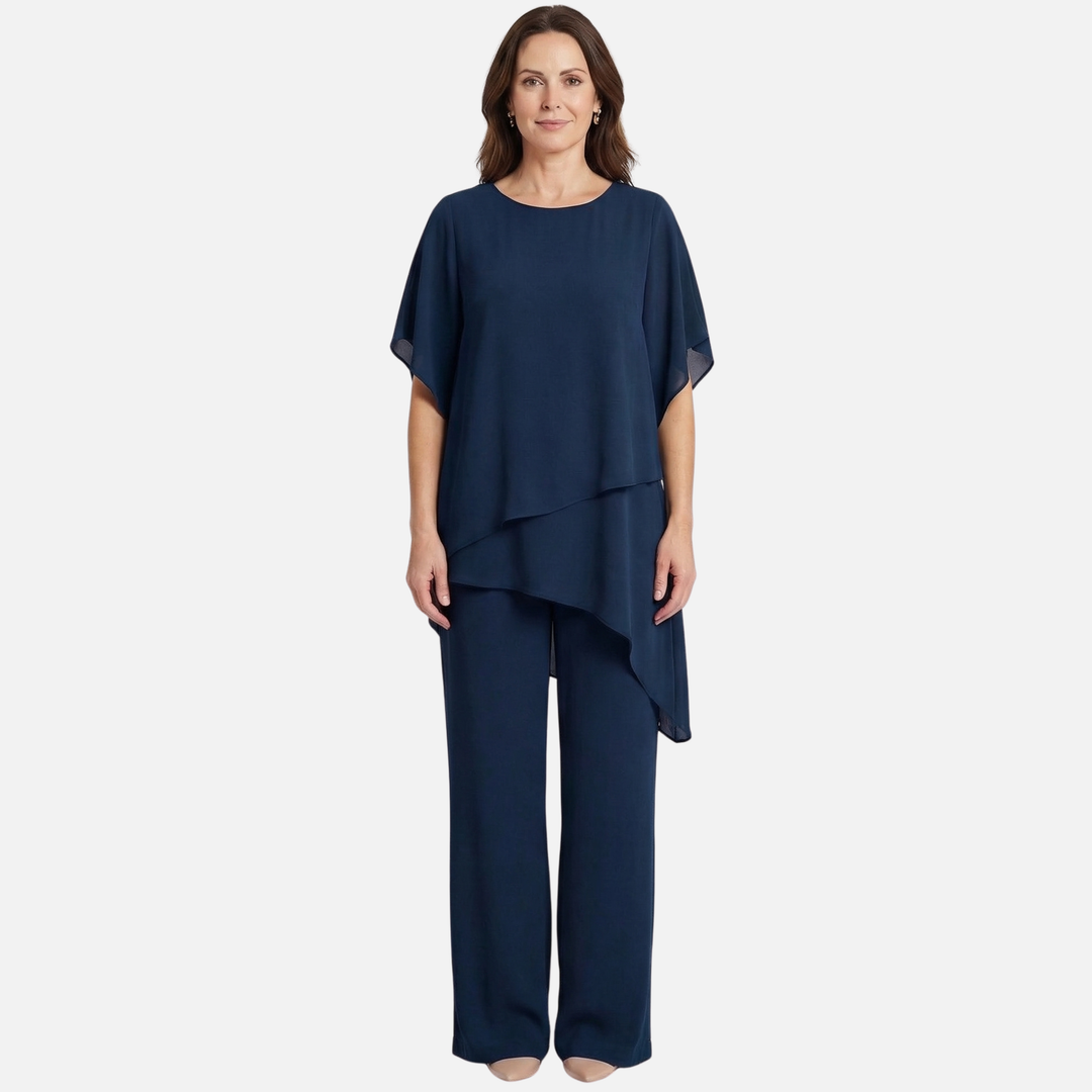 Dörte | Ensemble Élégant pour Femmes Pantalon Palazzo Drapé Haut – Ensemble Palazzo Élégant