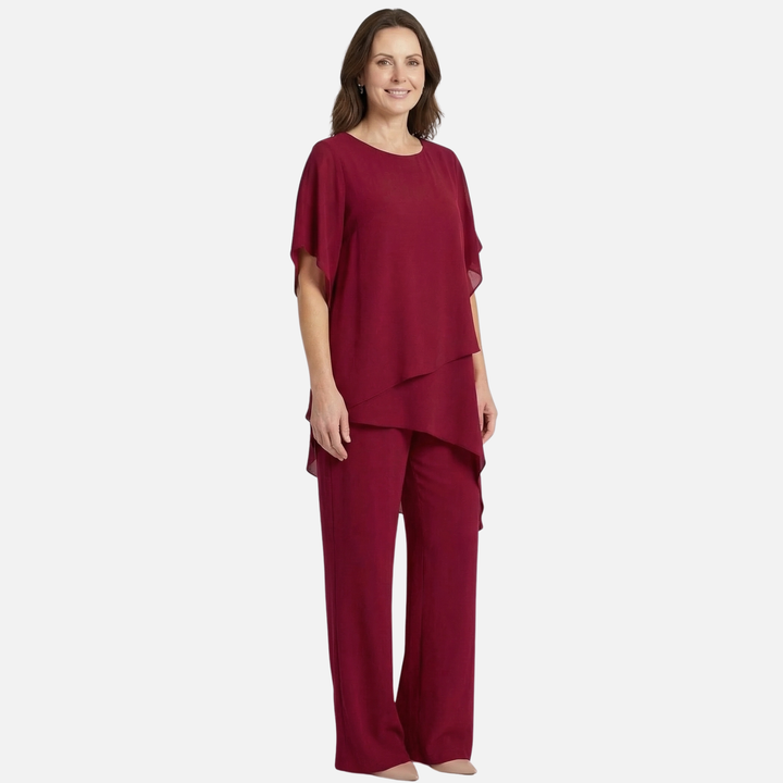 Dörte | Ensemble Élégant pour Femmes Pantalon Palazzo Drapé Haut – Ensemble Palazzo Élégant