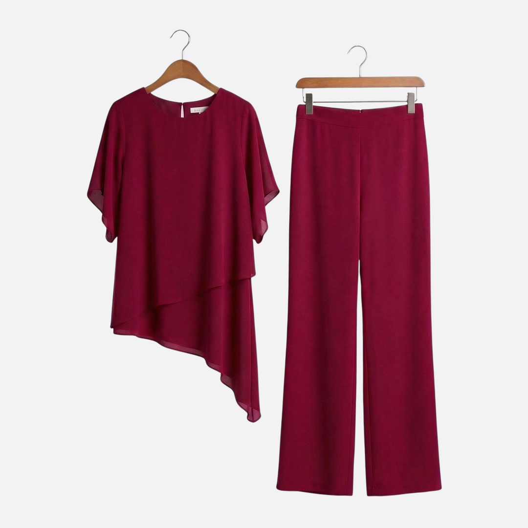 Dörte | Ensemble Élégant pour Femmes Pantalon Palazzo Drapé Haut – Ensemble Palazzo Élégant