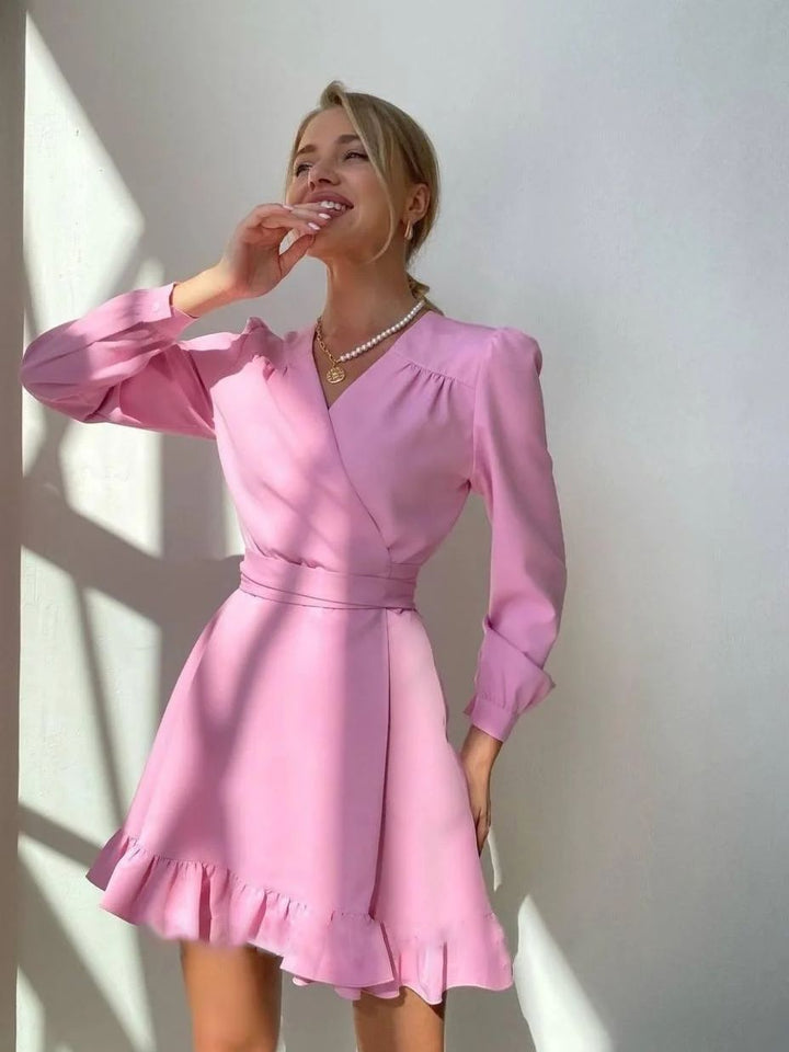 Klaudia | Robe Mini à Manches Longues avec Décolleté en V