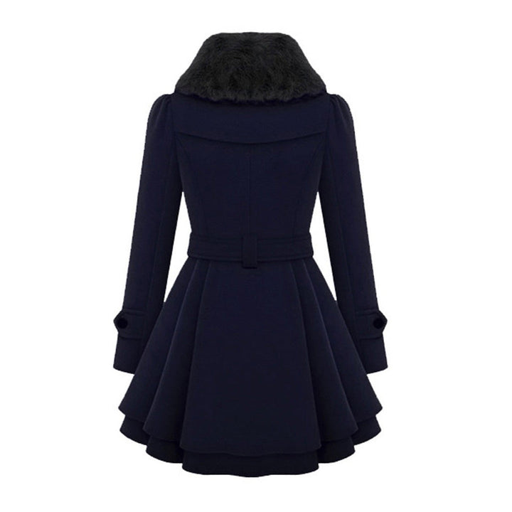 Veste d'hiver femme longue avec ceinture et capuche | Avec boutons et poches latérales