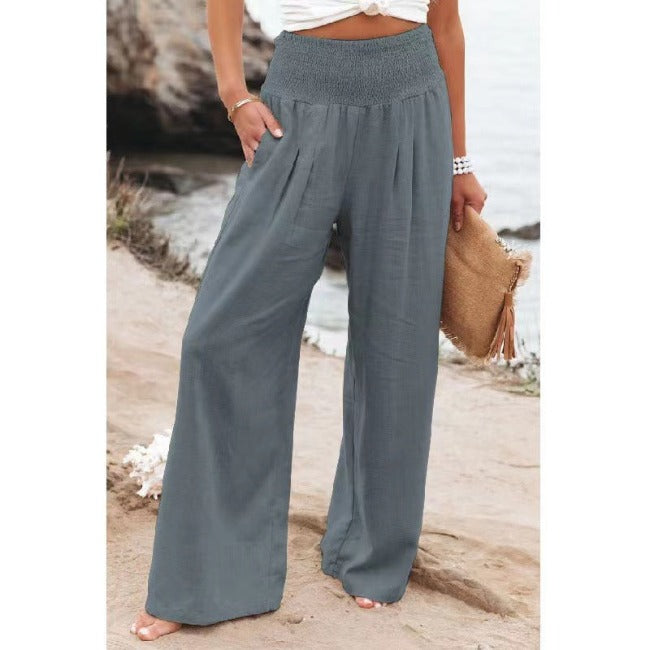 Linda - Pantalons Palazzo pour femmes en lin, taille haute
