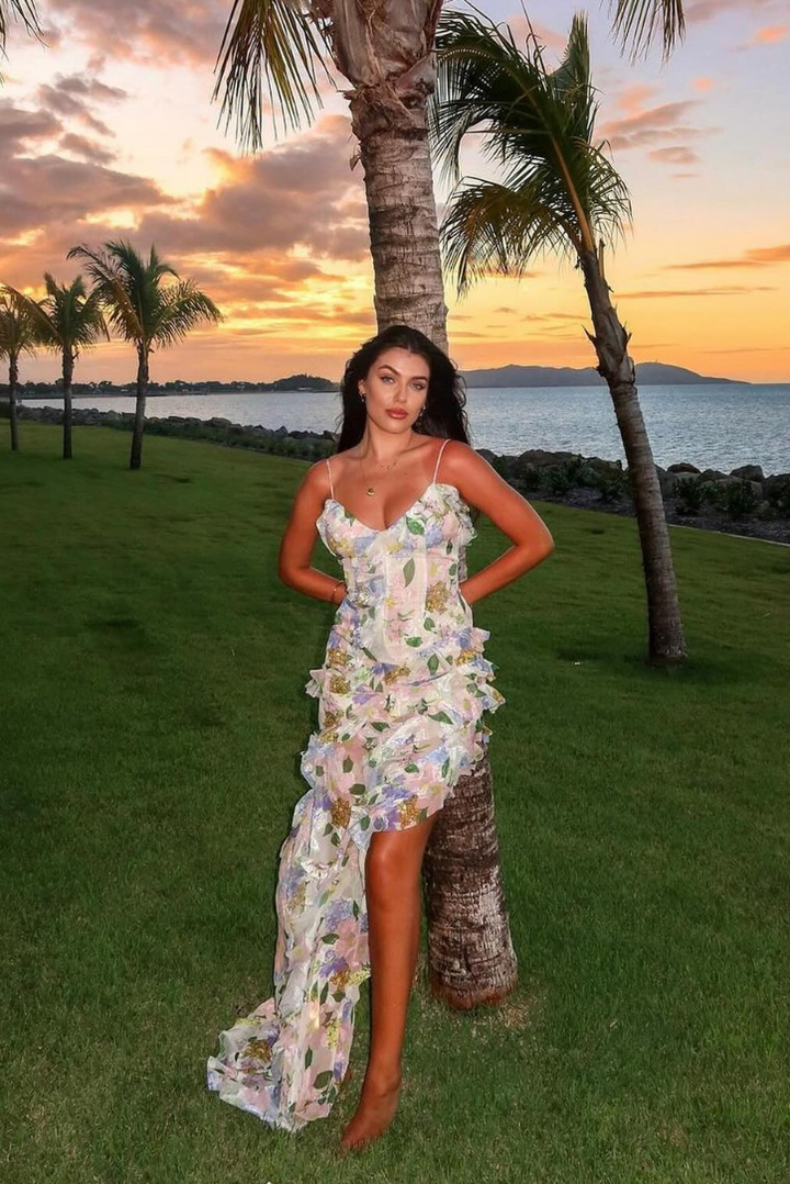 Xayra | Robe maxi à volants asymétriques