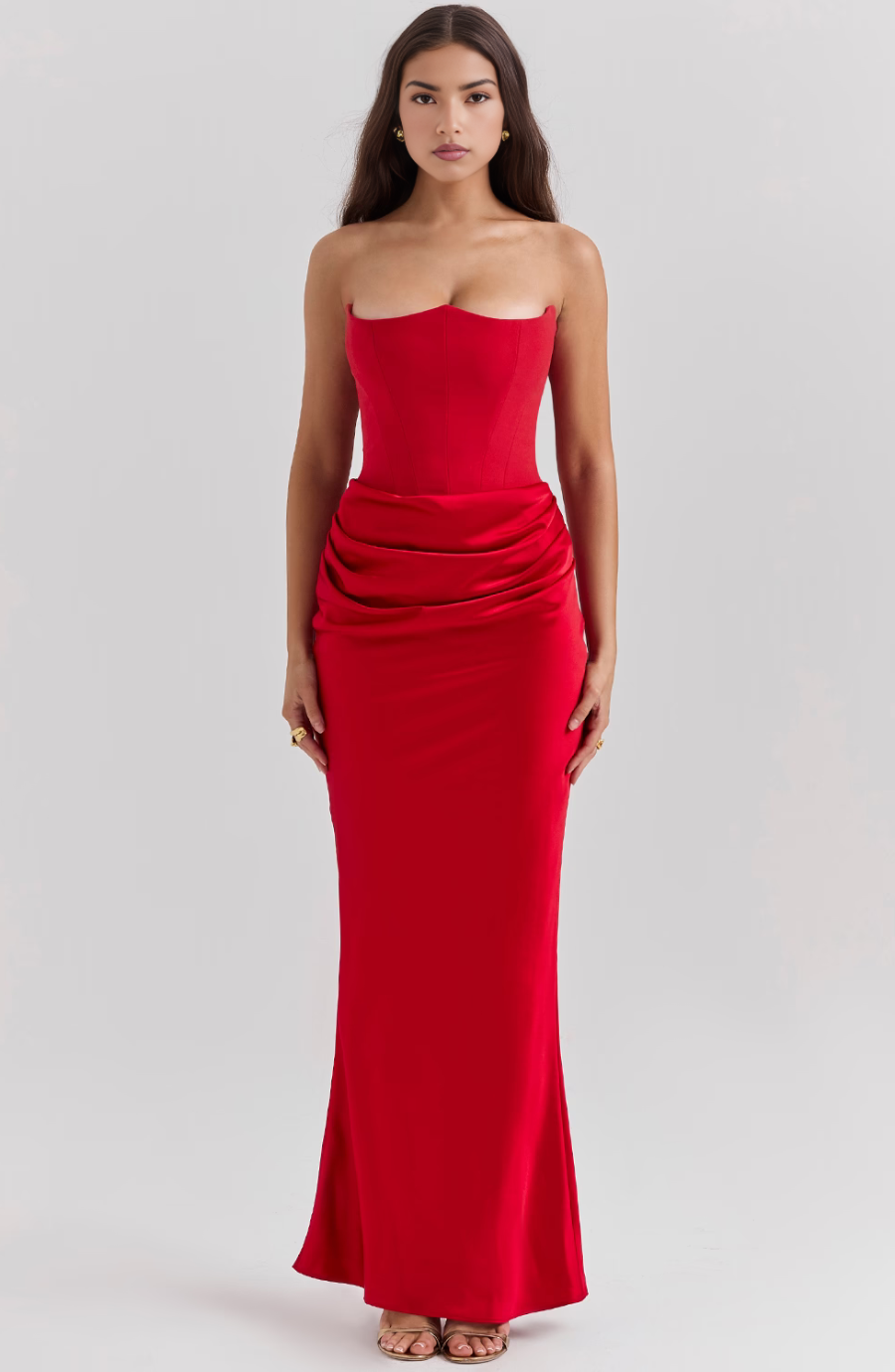 Robe Maxikleid Bodycon Corset Sans Bretelles pour Femmes