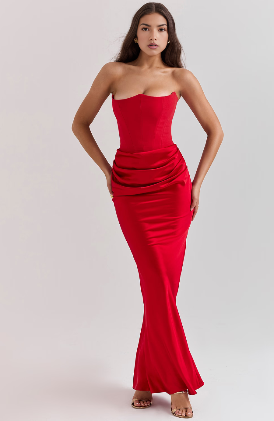Robe Maxikleid Bodycon Corset Sans Bretelles pour Femmes