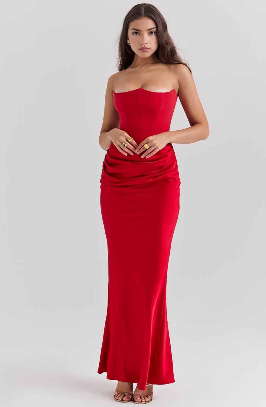 Robe Maxikleid Bodycon Corset Sans Bretelles pour Femmes