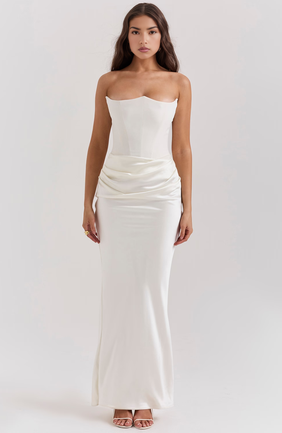 Robe Maxikleid Bodycon Corset Sans Bretelles pour Femmes