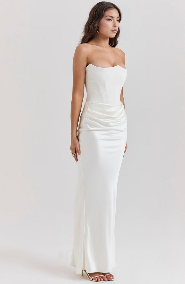 Robe Maxikleid Bodycon Corset Sans Bretelles pour Femmes