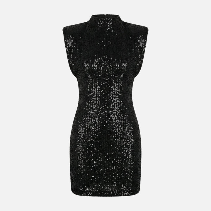 Bettina | Robe Mince en Paillettes pour Femmes avec Col Montant – Mini Paillettes