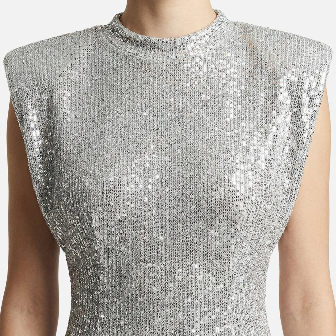 Bettina | Robe Mince en Paillettes pour Femmes avec Col Montant – Mini Paillettes