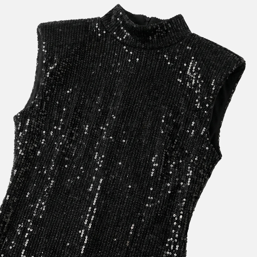Bettina | Robe Mince en Paillettes pour Femmes avec Col Montant – Mini Paillettes