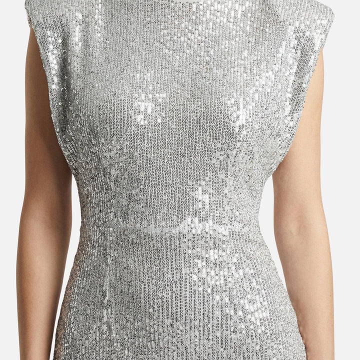Bettina | Robe Mince en Paillettes pour Femmes avec Col Montant – Mini Paillettes