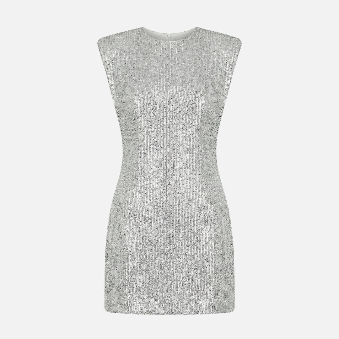 Bettina | Robe Mince en Paillettes pour Femmes avec Col Montant – Mini Paillettes