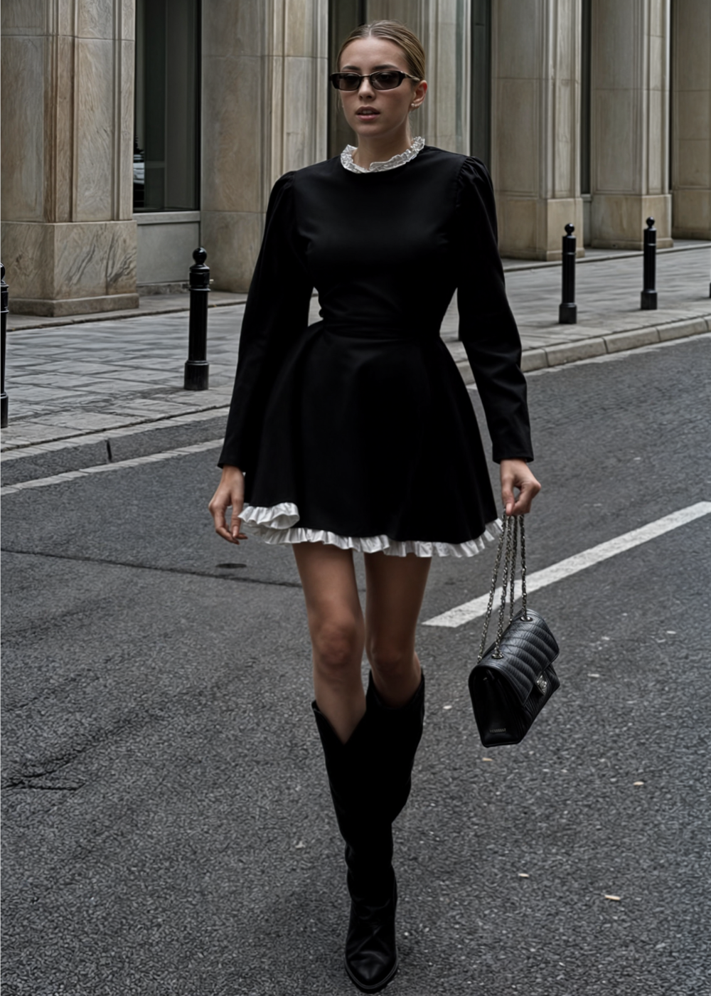 Everly | Robe mini en dentelle à taille haute